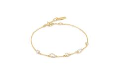  Wanderer - Gliederarmbänder - Silber / 14kt GP - Zirkonia - 18,5cm